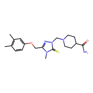 1-({3-[(3,4-dimethylphenoxy)methyl]-4-methyl-5-thioxo-4,5-dihydro-1H-1,2,4-triazol-1-yl}methyl)piperidine-4-carboxamide structure