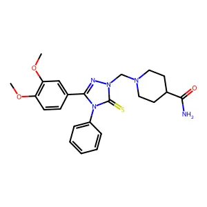 1-[[3-(3,4-dimethoxyphenyl)-4-phenyl-5-sulfanylidene-1,2,4-triazol-1-yl]methyl]piperidine-4-carboxamide structure