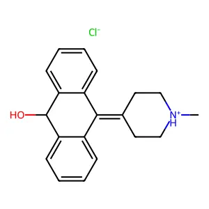 10-(1-methylpiperidin-1-ium-4-ylidene)-9H-anthracen-9-ol chloride structure