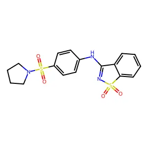 1,1-dioxo-N-(4-pyrrolidin-1-ylsulfonylphenyl)-1,2-benzothiazol-3-amine structure