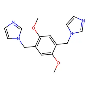 1,1'-((2,5-dimethoxy-1,4-phenylene)bis(methylene))bis(1H-imidazole) structure