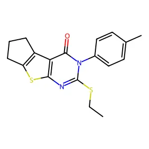 10-ethylsulfanyl-11-(4-methylphenyl)-7-thia-9,11-diazatricyclo[6.4.0.02,6]dodeca-1(8),2(6),9-trien-12-one structure