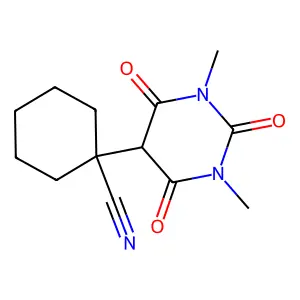 1-(1,3-dimethyl-2,4,6-trioxohexahydropyrimidin-5-yl)cyclohexanecarbonitrile structure