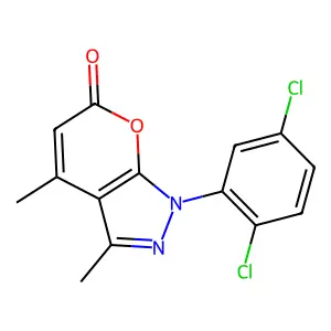1-(2,5-dichlorophenyl)-3,4-dimethylpyrano[3,2-d]pyrazol-6-one structure