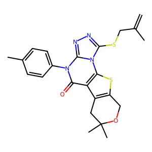 12,12-dimethyl-7-(4-methylphenyl)-3-(2-methylprop-2-enylsulfanyl)-13-oxa-16-thia-2,4,5,7-tetrazatetracyclo[7.7.0.02,6.010,15]hexadeca-1(9),3,5,10(15)-tetraen-8-one structure