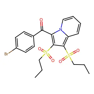 (1,2-bis(propylsulfonyl)indolizin-3-yl)(4-bromophenyl)methanone structure