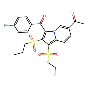 1-[3-(4-fluorobenzoyl)-1,2-bis(propylsulfonyl)indolizin-6-yl]ethanone structure