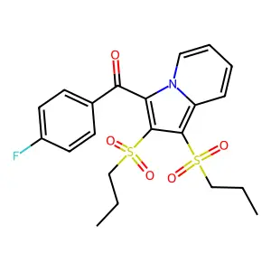 (1,2-bis(propylsulfonyl)indolizin-3-yl)(4-fluorophenyl)methanone structure