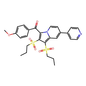 (1,2-bis(propylsulfonyl)-7-(pyridin-4-yl)indolizin-3-yl)(4-methoxyphenyl)methanone structure