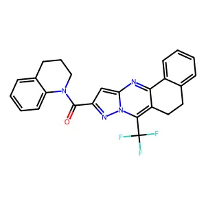 10-(3,4-dihydro-1(2H)-quinolinylcarbonyl)-7-(trifluoromethyl)-5,6-dihydrobenzo[h]pyrazolo[5,1-b]quinazoline structure