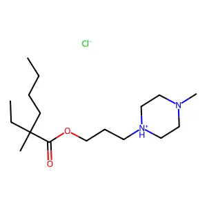 3-(4-methylpiperazin-1-ium-1-yl)propyl 2-ethyl-2-methylhexanoate chloride structure