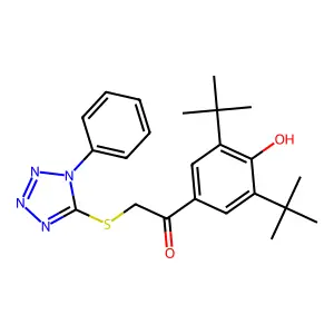 1-(3,5-ditert-butyl-4-hydroxyphenyl)-2-(1-phenyltetrazol-5-yl)sulfanylethanone structure