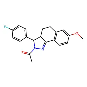 1-[3-(4-fluorophenyl)-7-methoxy-3,3a,4,5-tetrahydro-2H-benzo[g]indazol-2-yl]ethanone structure