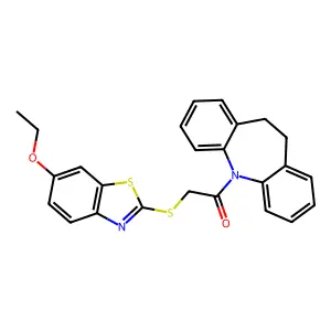 1-(10,11-dihydro-5H-dibenzo[b,f]azepin-5-yl)-2-[(6-ethoxy-1,3-benzothiazol-2-yl)sulfanyl]ethanone structure