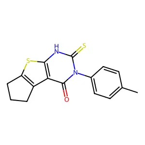 11-(4-methylphenyl)-10-sulfanylidene-7-thia-9,11-diazatricyclo[6.4.0.02,6]dodeca-1(8),2(6)-dien-12-one structure