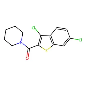 1-[(3,6-dichloro-1-benzothien-2-yl)carbonyl]piperidine structure