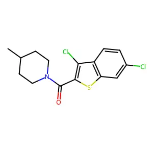 1-[(3,6-dichloro-1-benzothien-2-yl)carbonyl]-4-methylpiperidine structure