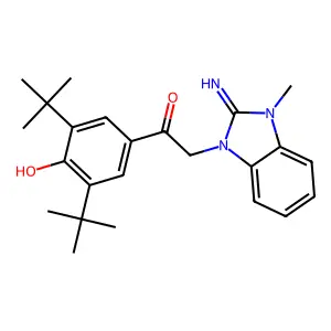 1-(3,5-ditert-butyl-4-hydroxyphenyl)-2-(2-imino-3-methylbenzimidazol-1-yl)ethanone structure