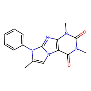 1,3,7-trimethyl-8-phenyl-1H-imidazo[2,1-f]purine-2,4(3H,8H)-dione structure