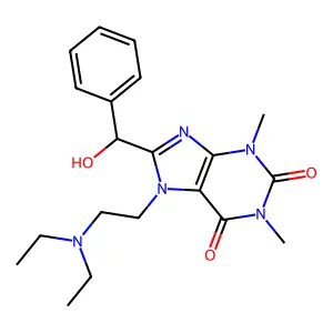7-[2-(diethylamino)ethyl]-8-[hydroxy(phenyl)methyl]-1,3-dimethylpurine-2,6-dione structure