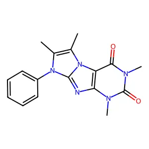1,3,6,7-tetramethyl-8-phenyl-1H-imidazo[2,1-f]purine-2,4(3H,8H)-dione structure