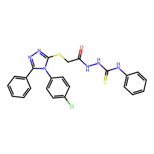 1-[[2-[[4-(4-chlorophenyl)-5-phenyl-1,2,4-triazol-3-yl]thio]-1-oxoethyl]amino]-3-phenylthiourea structure