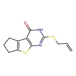 10-prop-2-enylsulfanyl-7-thia-9,11-diazatricyclo[6.4.0.02,6]dodeca-1(8),2(6),9-trien-12-one structure