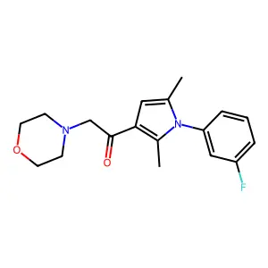 1-[1-(3-fluorophenyl)-2,5-dimethylpyrrol-3-yl]-2-morpholin-4-ylethanone structure
