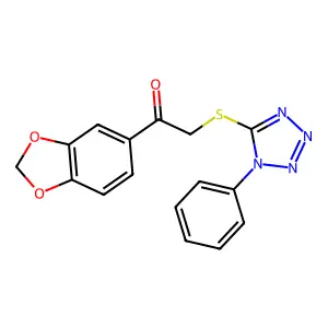 1-(1,3-benzodioxol-5-yl)-2-(1-phenyltetrazol-5-yl)sulfanylethanone structure