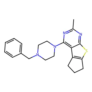 12-(4-benzylpiperazin-1-yl)-10-methyl-7-thia-9,11-diazatricyclo[6.4.0.02,6]dodeca-1(12),2(6),8,10-tetraene structure