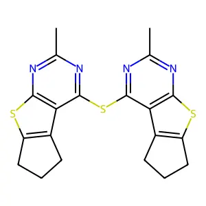 10-methyl-12-[(10-methyl-7-thia-9,11-diazatricyclo[6.4.0.02,6]dodeca-1(8),2(6),9,11-tetraen-12-yl)sulfanyl]-7-thia-9,11-diazatricyclo[6.4.0.02,6]dodeca-1(8),2(6),9,11-tetraene structure