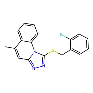 1-[(2-fluorophenyl)methylsulfanyl]-5-methyl-[1,2,4]triazolo[4,3-a]quinoline structure