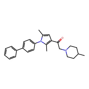 1-[1-(biphenyl-4-yl)-2,5-dimethyl-1H-pyrrol-3-yl]-2-(4-methylpiperidin-1-yl)ethanone structure