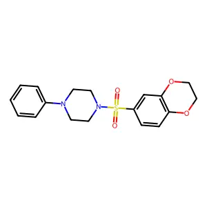 1-(2,3-dihydro-1,4-benzodioxin-6-ylsulfonyl)-4-phenylpiperazine structure