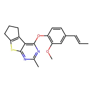 12-[2-methoxy-4-[(E)-prop-1-enyl]phenoxy]-10-methyl-7-thia-9,11-diazatricyclo[6.4.0.02,6]dodeca-1(12),2(6),8,10-tetraene structure