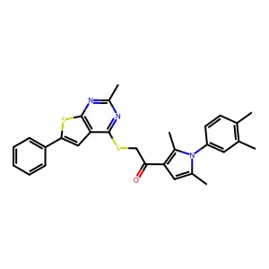 1-[1-(3,4-dimethylphenyl)-2,5-dimethyl-1H-pyrrol-3-yl]-2-[(2-methyl-6-phenylthieno[2,3-d]pyrimidin-4-yl)sulfanyl]ethanone structure