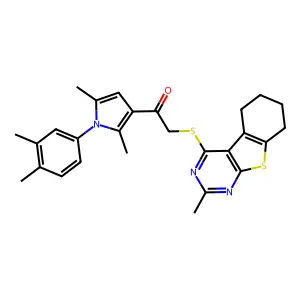1-[1-(3,4-dimethylphenyl)-2,5-dimethylpyrrol-3-yl]-2-[(2-methyl-5,6,7,8-tetrahydro-[1]benzothiolo[2,3-d]pyrimidin-4-yl)sulfanyl]ethanone structure