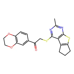 1-(2,3-dihydro-1,4-benzodioxin-6-yl)-2-[(10-methyl-7-thia-9,11-diazatricyclo[6.4.0.02,6]dodeca-1(8),2(6),9,11-tetraen-12-yl)sulfanyl]ethanone structure