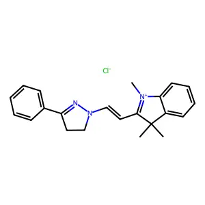 1,3,3-trimethyl-2-[2-(5-phenyl-3,4-dihydropyrazol-2-yl)ethenyl]indol-1-ium chloride structure