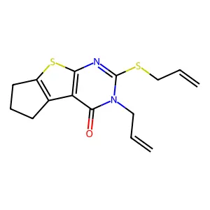 11-prop-2-enyl-10-prop-2-enylsulfanyl-7-thia-9,11-diazatricyclo[6.4.0.02,6]dodeca-1(8),2(6),9-trien-12-one structure