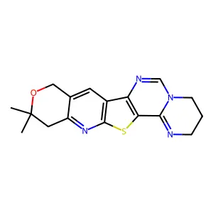 11,11-dimethyl-2,3,4,9,11,12-hexahydropyrano[3'',4'':5',6']pyrido[3',2':4,5]thieno[2,3-e]pyrimido[1,2-c]pyrimidine structure