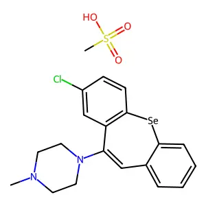 1-(3-chlorobenzo[b][1]benzoselenepin-5-yl)-4-methylpiperazine;methanesulfonic acid structure