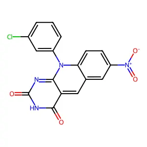 10-(3-chlorophenyl)-7-nitropyrimido[4,5-b]quinoline-2,4-dione structure