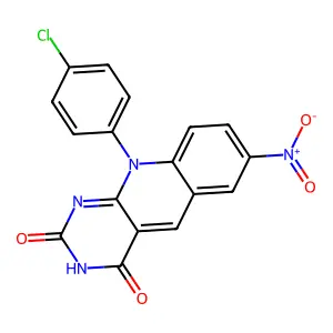 10-(4-chlorophenyl)-7-nitropyrimido[4,5-b]quinoline-2,4-dione structure