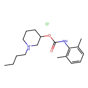 (1-butylpiperidin-1-ium-3-yl) N-(2,6-dimethylphenyl)carbamate chloride structure