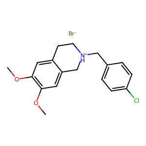 2-[(4-chlorophenyl)methyl]-6,7-dimethoxy-1,2,3,4-tetrahydroisoquinolin-2-ium bromide structure