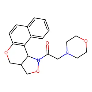 1-[3a,11c-dihydro-3H-benzo[5,6]chromeno[4,3-c]isoxazol-1(4H)-yl]-2-morpholino-1-ethanone structure