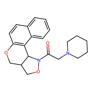 1-[(13S,17R)-11,15-dioxa-16-azatetracyclo[8.7.0.02,7.013,17]heptadeca-1(10),2,4,6,8-pentaen-16-yl]-2-piperidin-1-ylethanone structure