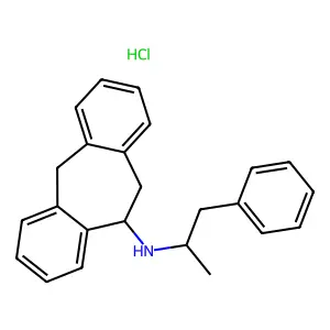 10-(alpha-Methyl-beta-phenyl)ethylamino-10,11-dihydro-5H-dibenzo(a,d)cycloheptene HCl structure
