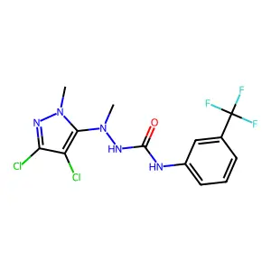 1-[(3,4-dichloro-1-methylpyrazol-5-yl)-methylamino]-3-[3-(trifluoromethyl)phenyl]urea structure